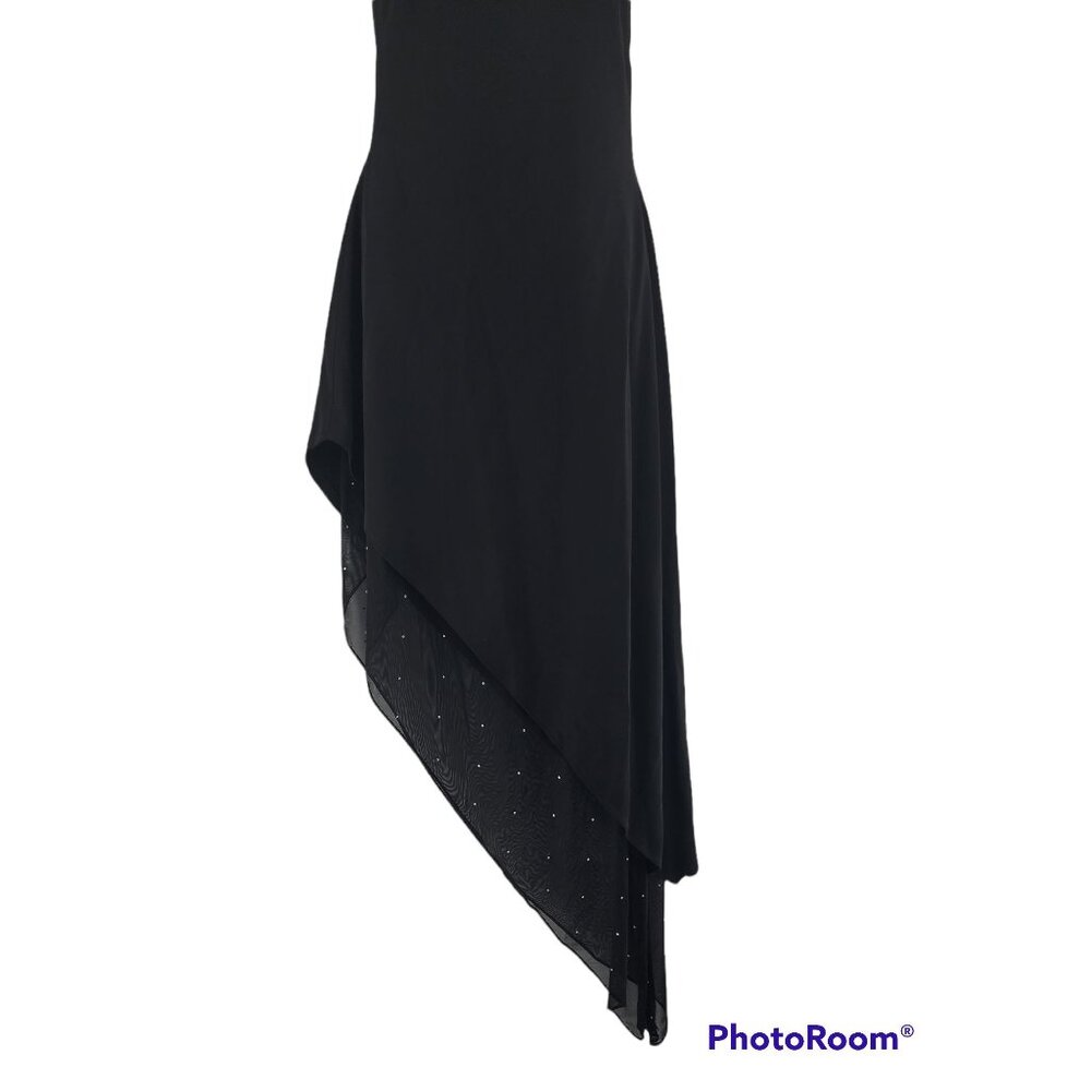 Cache Women's Black Taffeta Halter Asymmetric Hem Cocktail Dress Size Medium NWT - Picture 4 of 10